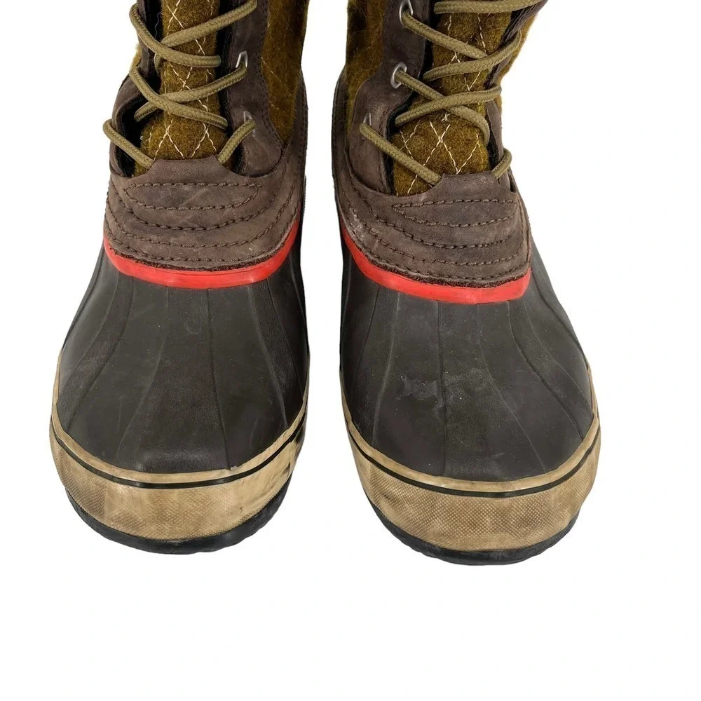 Sorel Boots Sorelli‎ Quilted Wool Green Brown Waterproof Women’s 10